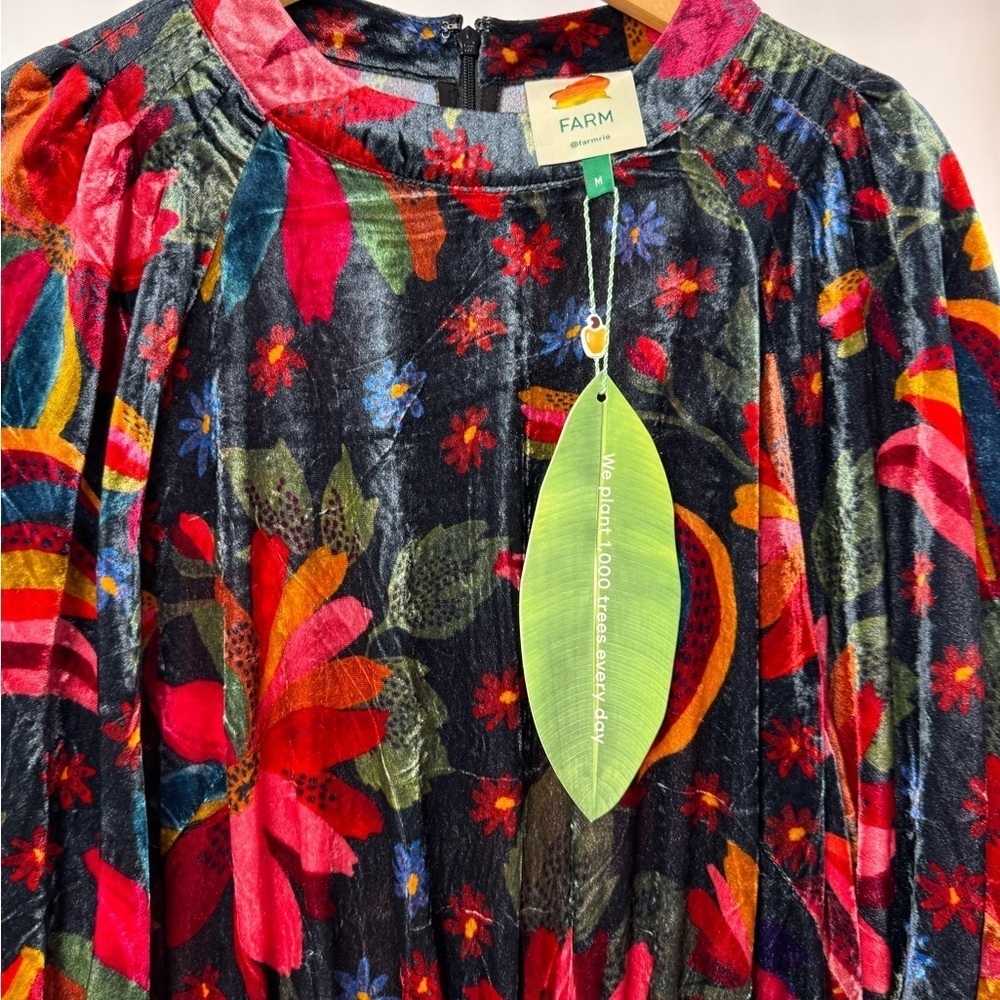 NWT Farm Rio Velvet Dress in Black‎ Banana Sky Size Medium - Picture 5 of 12